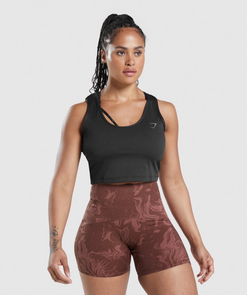 Podkoszulki Gymshark GS Power Open Back Cropped Damskie Czarne | PL 685TZM